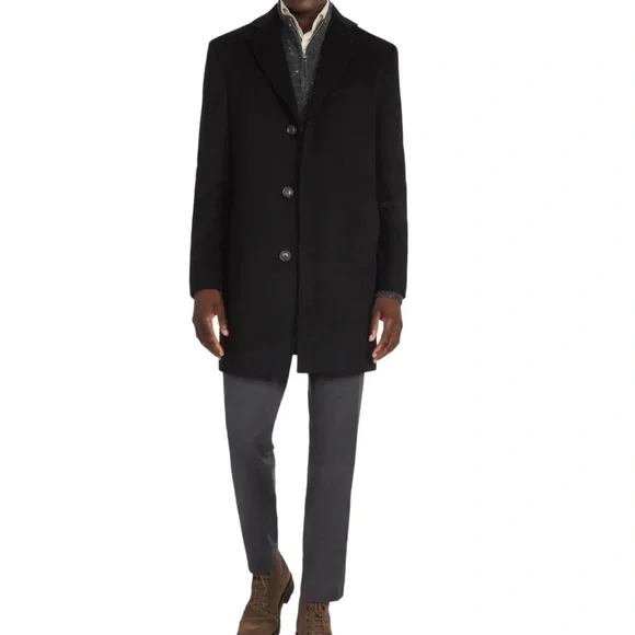 Jack Victor Westley Wool & Cashmere Overcoat in Black Men’s Size 44R